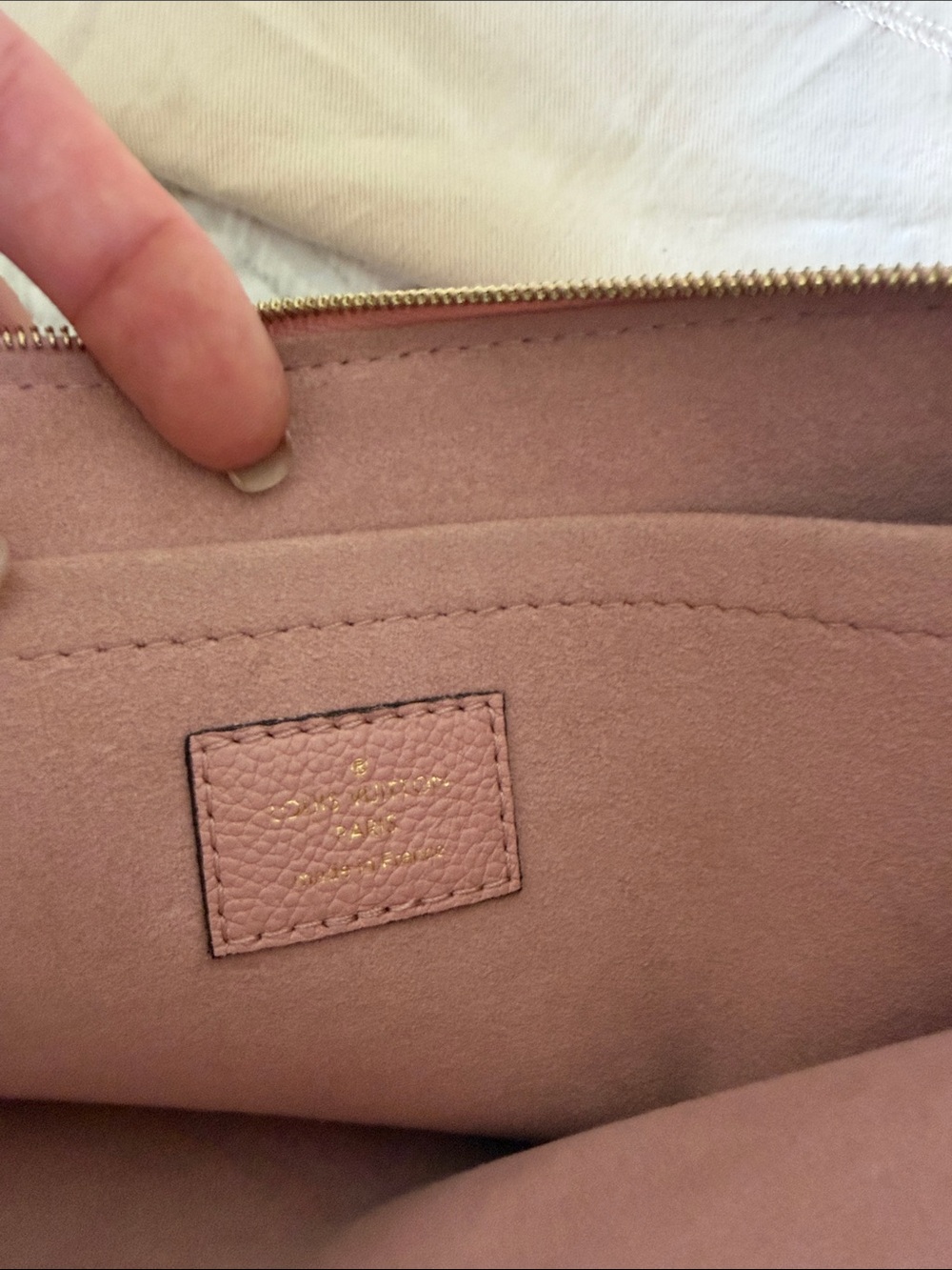 Louis Vuitton Brown Monogram Pouch with Pink Trim - Picture 2 of 5